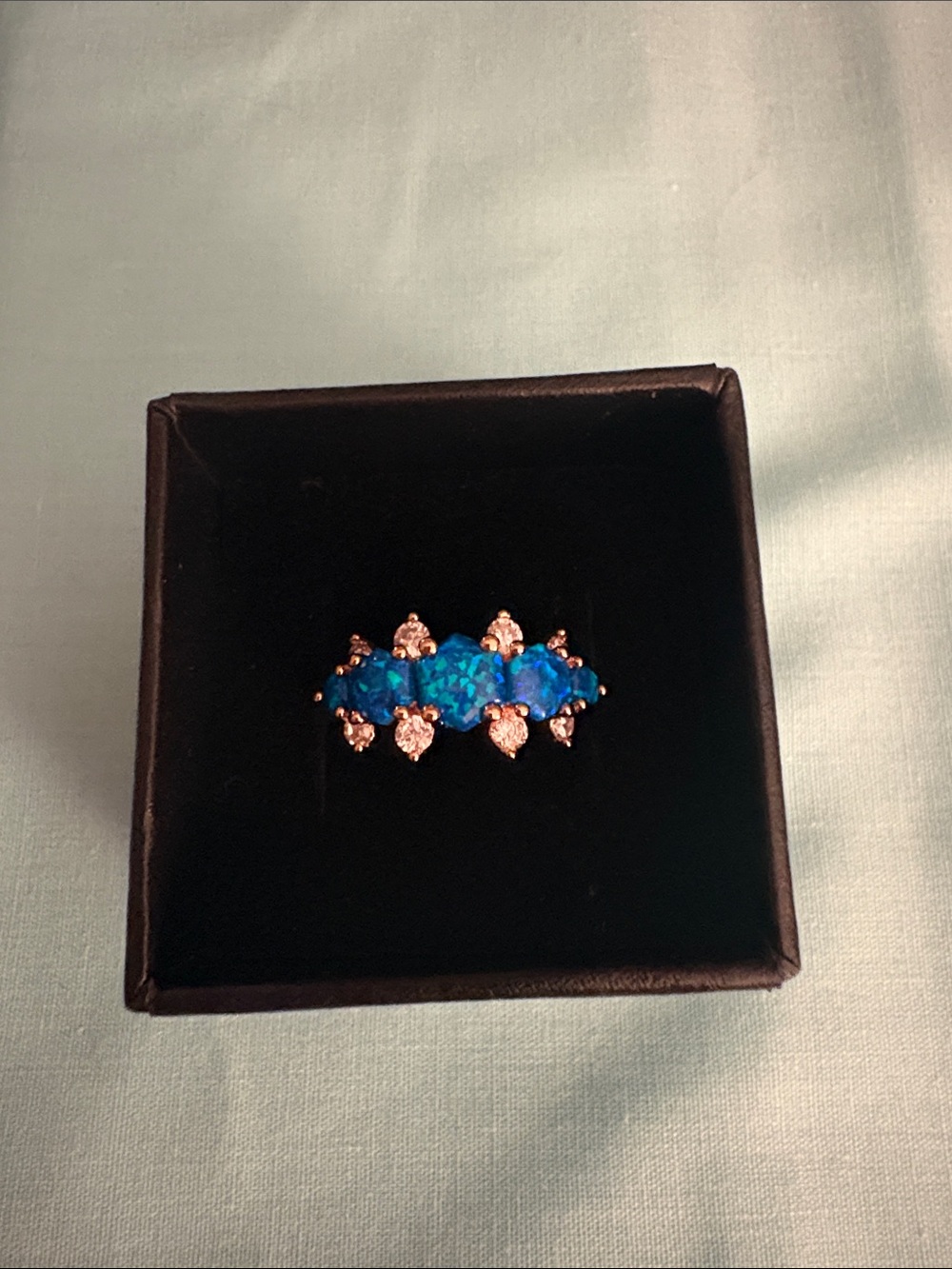 RBP4680 Oh So Sweet Rose Gold/Blue/Green Opal Ring Size 7 NWT